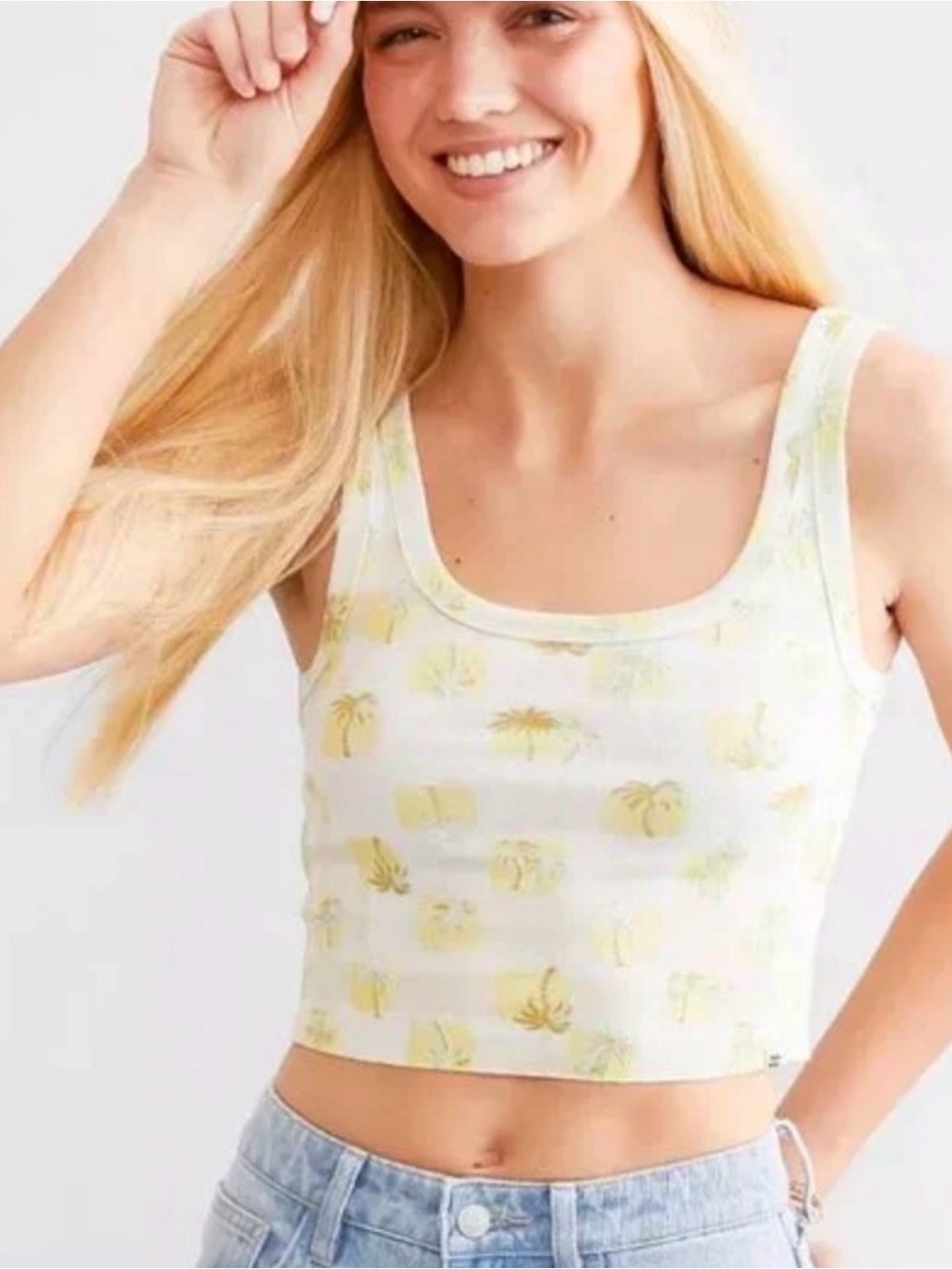 ~NWOT BILLABONG WOMENS CHECK THE PALMS KNIT TANK TOP LARGE~